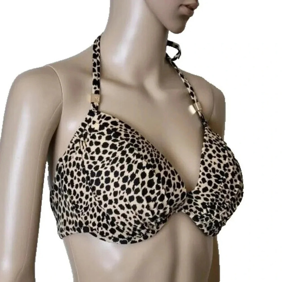 Victoria's Secret Halter Bikini Top Animal Print Size 36D - Picture 2 of 5